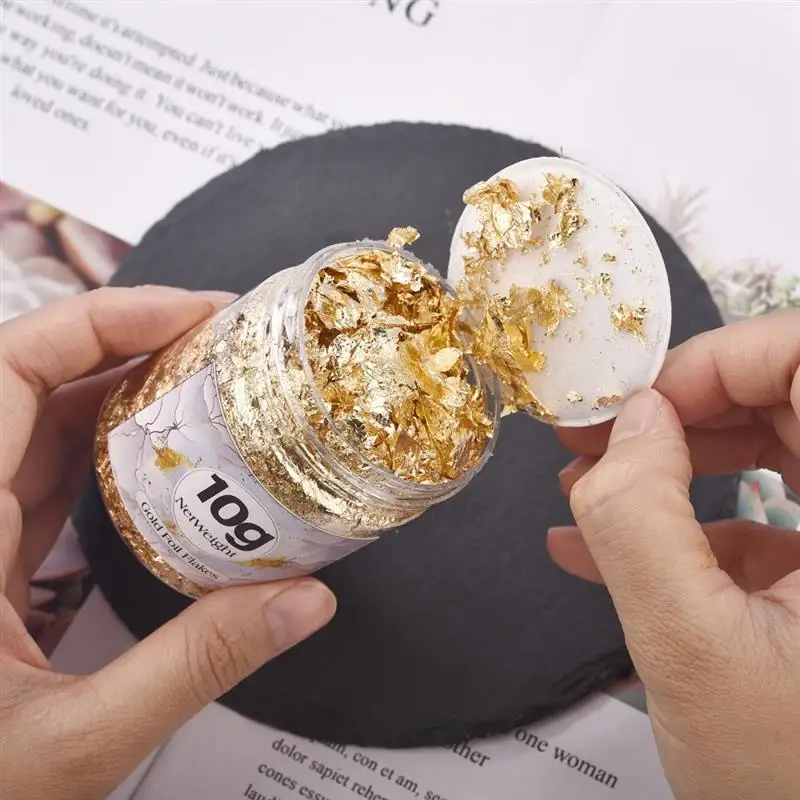 Nachahmung Gold Splitter Kupfer Blatt Flake Blätter Folie Pailletten Glitters Für DIY Glänzende Folie Pape Harz Vergoldung Nail art Decor flasche – Detail 3