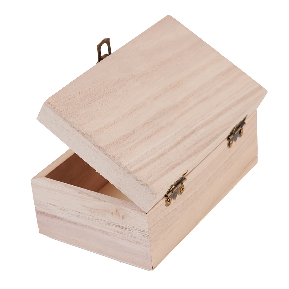 Elegant Wooden Storage Box with Hinged Lid - Multifunctional Craft, Gift, and Jewelry Container