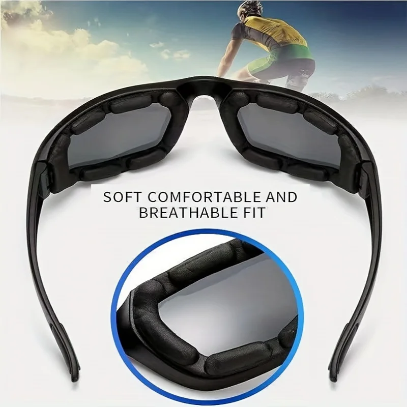 Sports Glasses Combo Windproof Cycling Eyewear Outdoor Glasses With Yellow & Grey Lenses Durable Frame Athletic Accessories 1pc