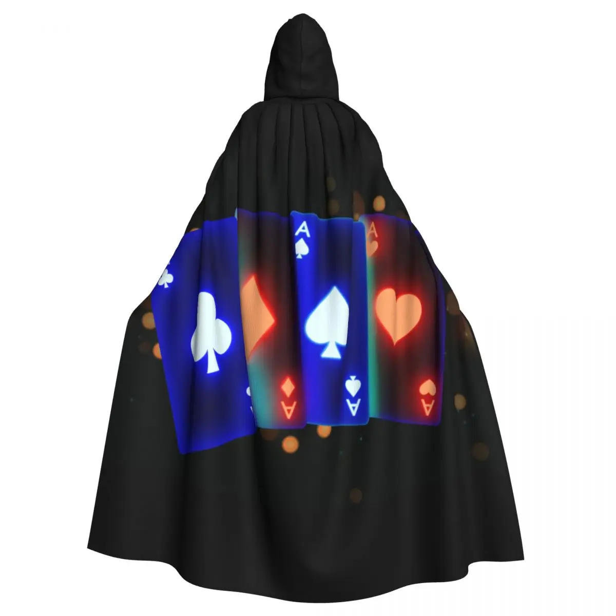 

Glowing Poker Cards Adult Cloak Cape Hooded Medieval Costume Witch Wicca Vampire Elf Purim Carnival Party