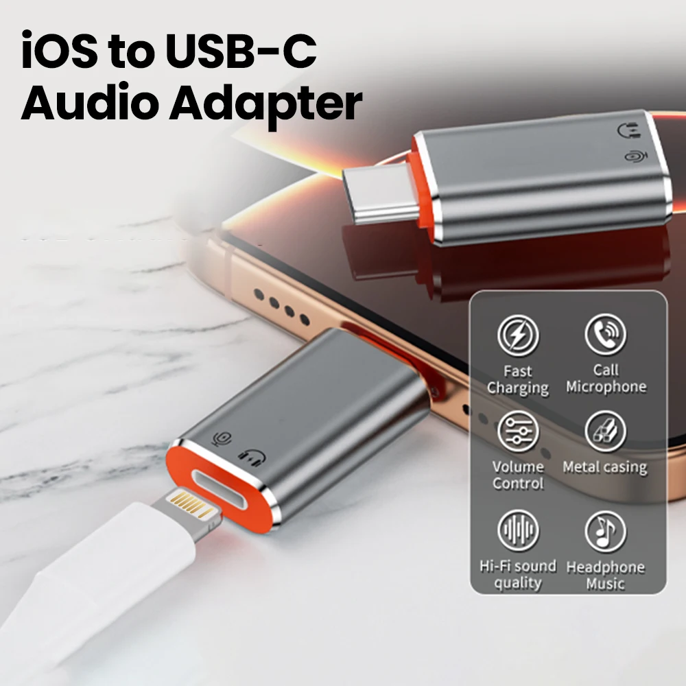 USB C 어댑터 타입-C 남성-라이트닝 여성 PD60w 고속 충전 데이터 전송 헤드폰 잭 커넥터 (휴대폰용)