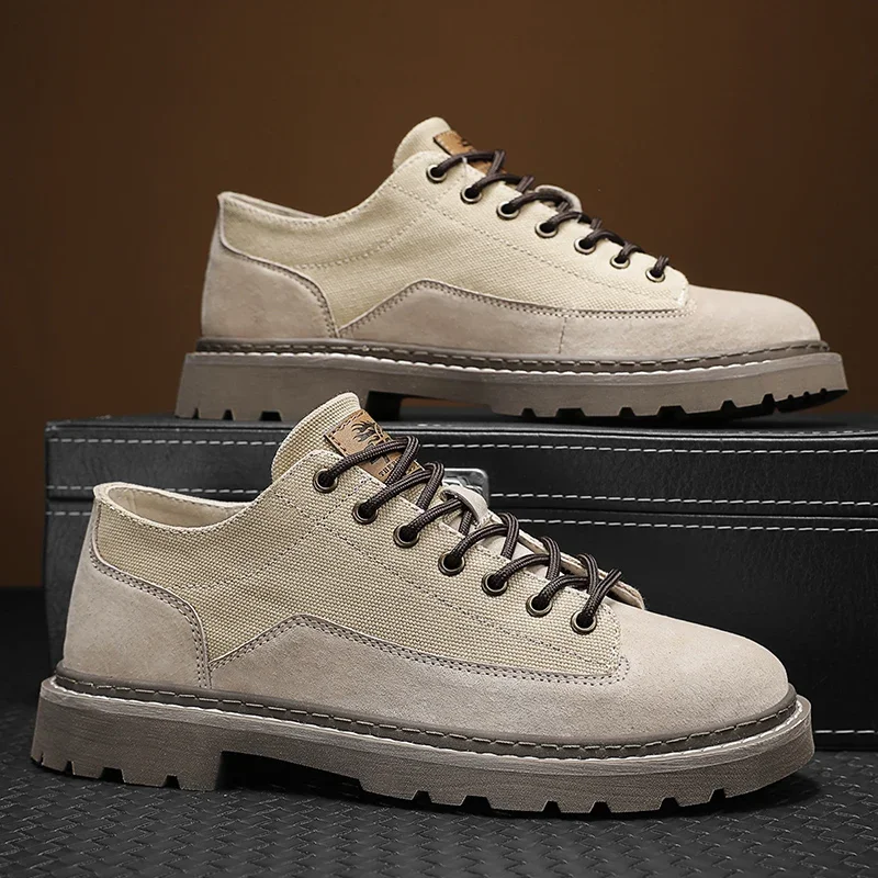 

Luxury 2024 Men Casual Leather Shoes New Casual Brand Flat Designer Basic Boots Comfortable for Men Trendy Oxfords Work Shoes