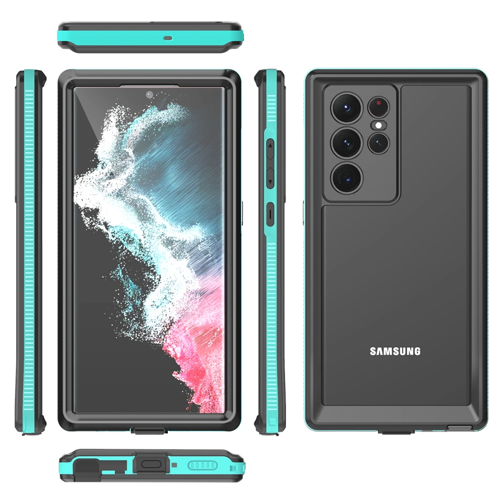 IP68 Waterproof Swimming Outdoor Sports TPU Armor Cover For Samsung Galaxy S22 Ultra Plus Protector Military Case Ploating Strap