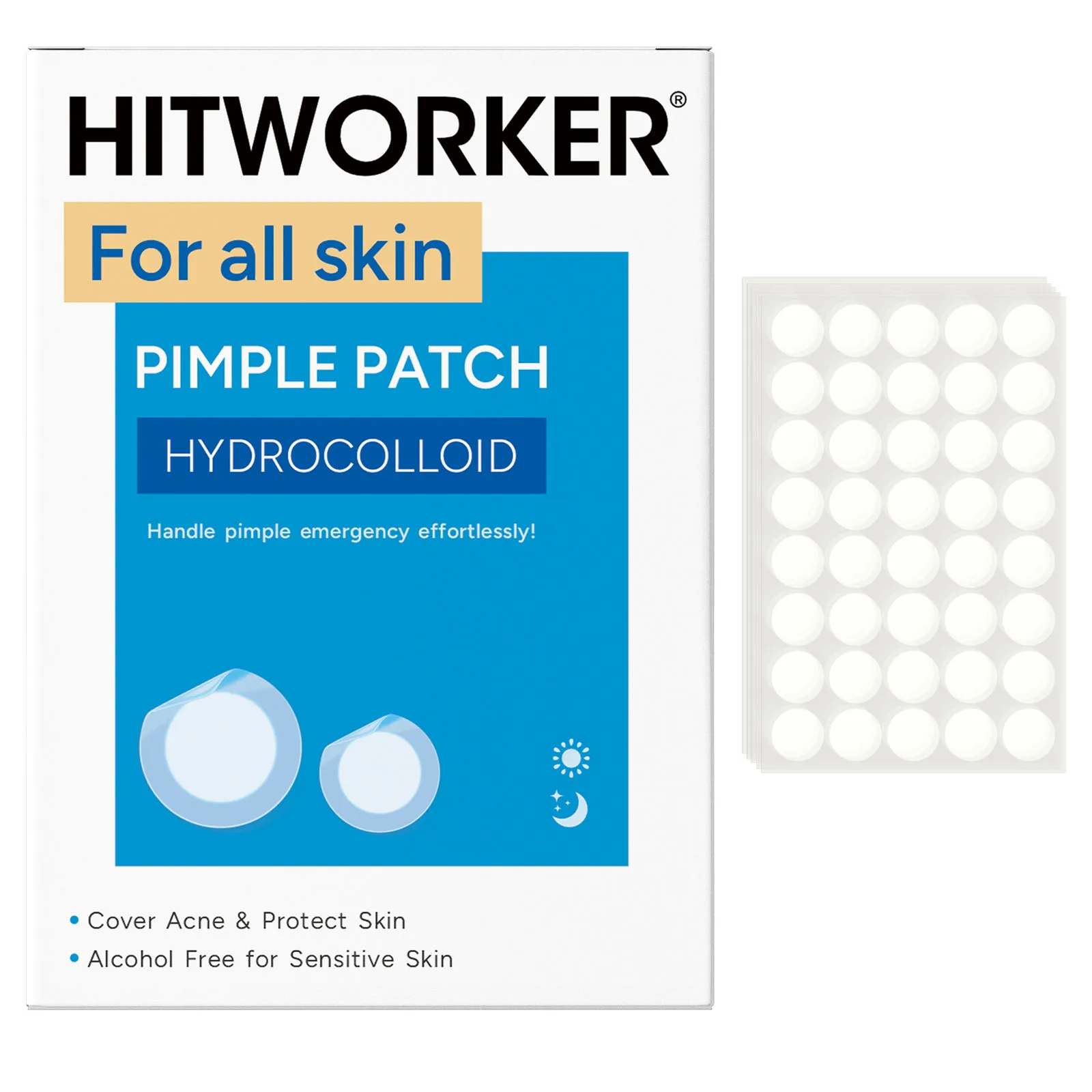Hydrocolloid Acne Patches - Alcohol-Free, Gentle & Non-Irritating Blemish Cover Stickers, 80/200 Pieces per Box