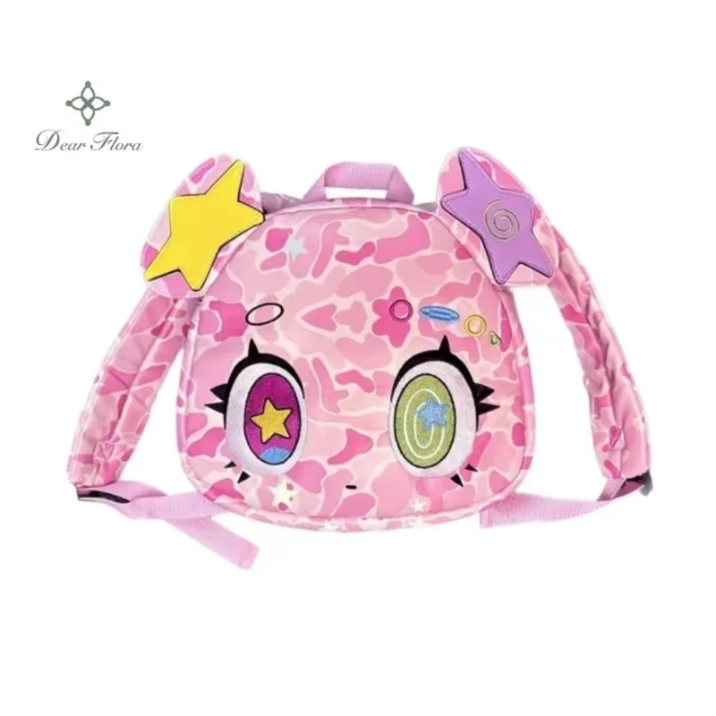 Pink Bear Backpack Y2K Waterproof PU Leather Schoolbag Girl 