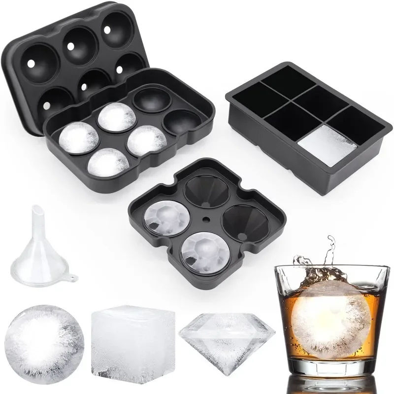 Silicone Spherical Ice Cube Molds - Reusable Ice Cube Maker