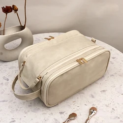 Women's Waterproof Travel Cosmetic Organizer Bag - Large Capacity Toiletry & Skincare Storage (Beige)