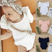0-18month Newborn Baby Girls Ruffles Romper Summer Short Sleeve Jumpsuit Ribbed Knitted Romper Summer Clothes Outfits 4