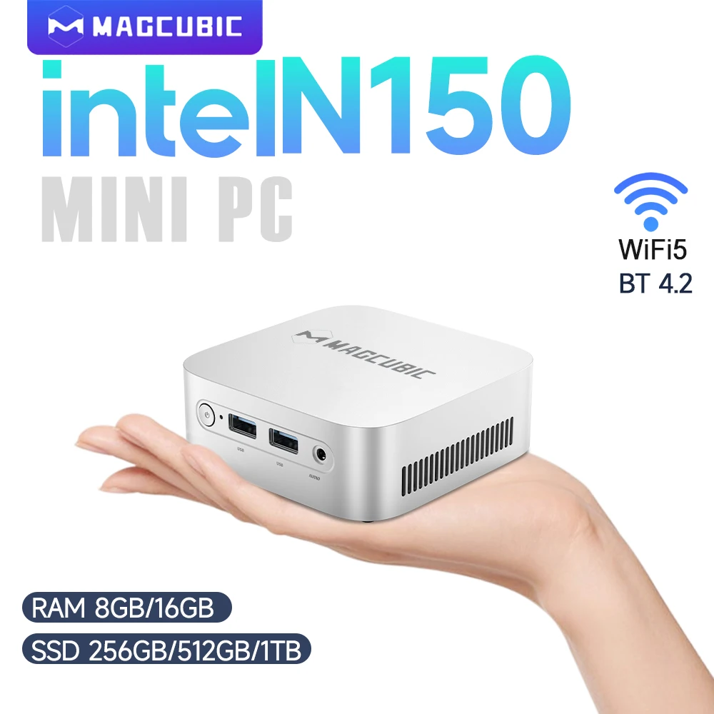 Magcubic Mini PC Intel Twin Lak N150 Windows 11 DDR4 8 16GBRAM 256 512GB 1TB ROM Dual-Band WiFi 1000M Lan RJ45 Set Top TV Box