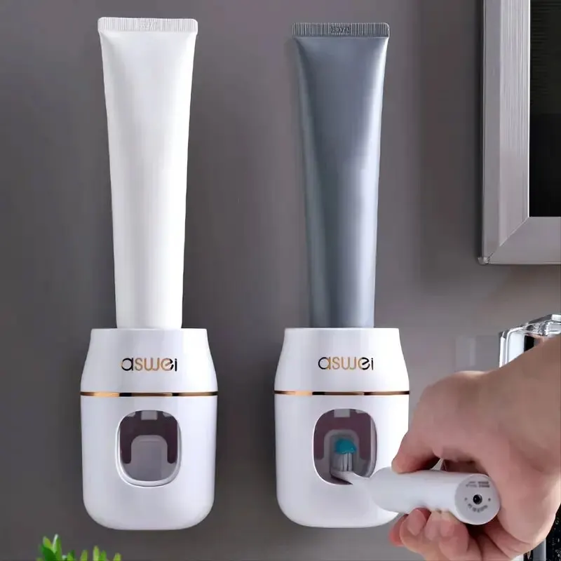 Transform Your Bathroom with This Toothpaste Squeezer and Storage Rack - Effortless Dispensing!