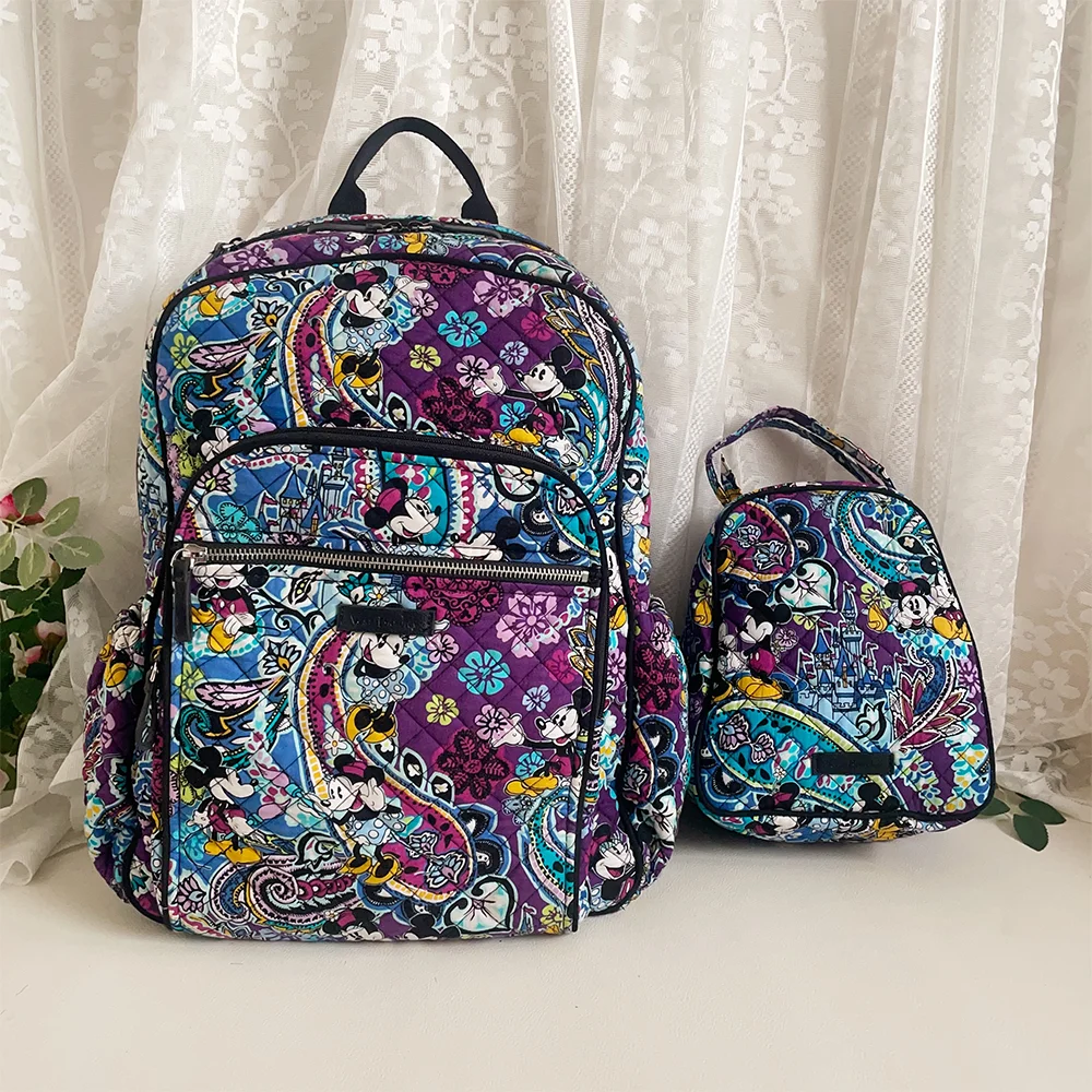 

VB limited edition rural style pure cotton printed women's backpack+lunch bag combination set