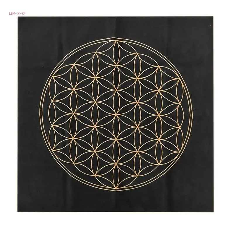 

Y51D 49x49cm Flower of Life Divination Altar Cloth Tarot Card Tablecloth Board Game Fortune Astrology Velvet Card Mat