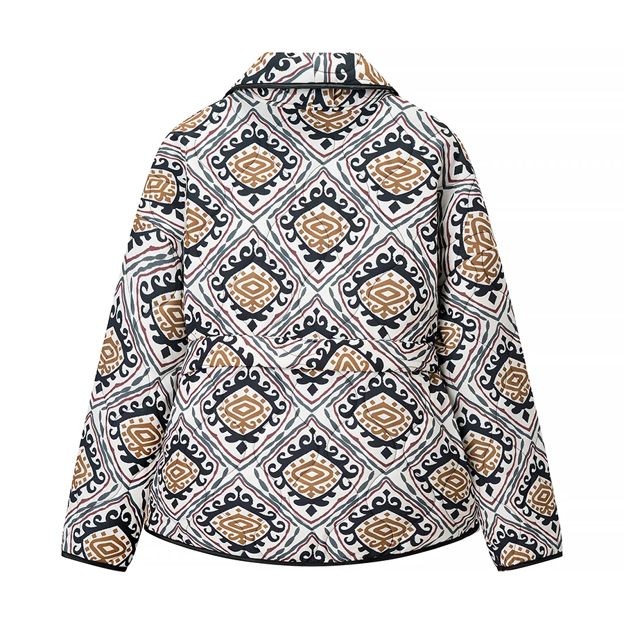 Autumn Women's Clothing Short Jacket Women'S Printed Kimono Style Coat Fashion Loose Winter Warm With Belt Jackets Streetwear