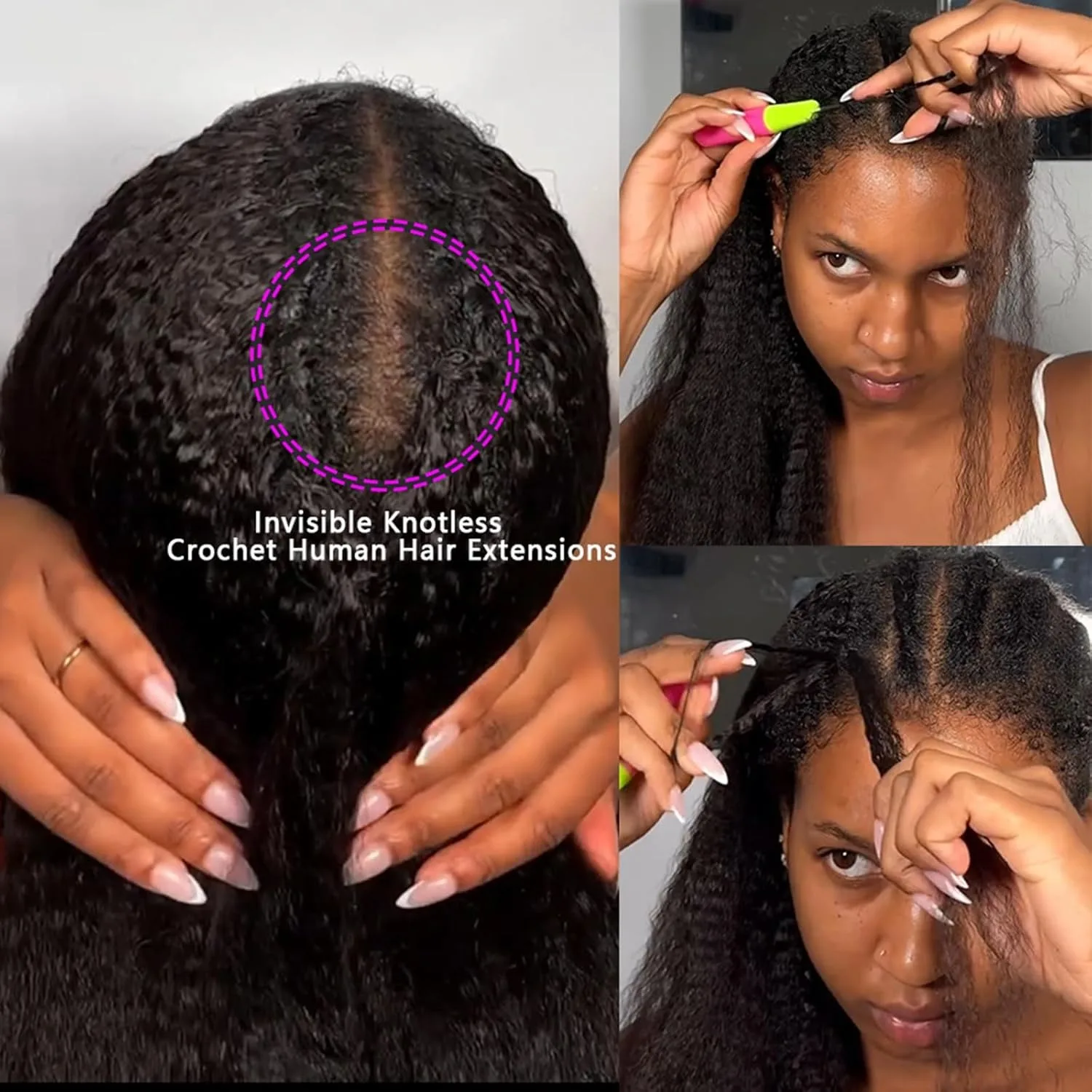 Deep Wave Knotless Pre-Separated Crochet Hair Extensions Human Hair Kinky Curly Crochet Feather Human Hair Extensions 100g/Pack 5