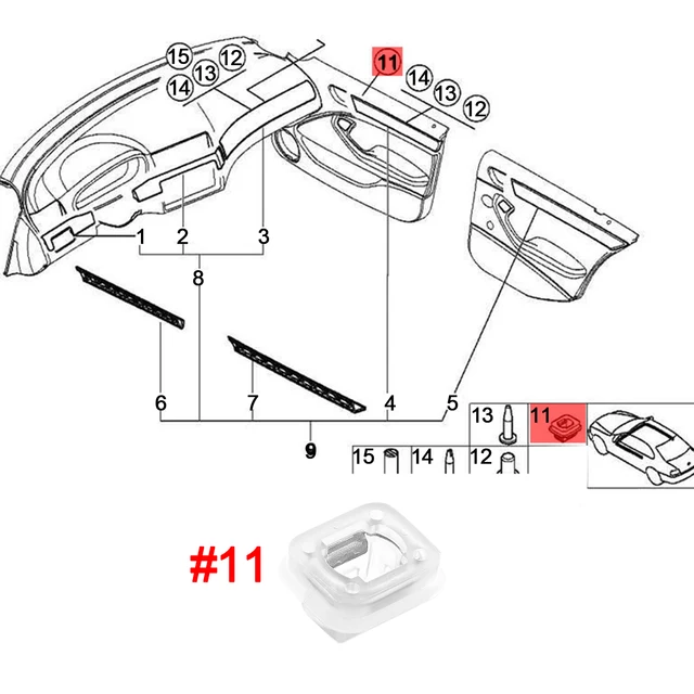10 Pcs Red Center Console Dashboard Dash Trim Strip Inserts Clips For BMW  E46 M3 E65 E66 X3 E83 Grommets Fixing Buckles Fastener - AliExpress