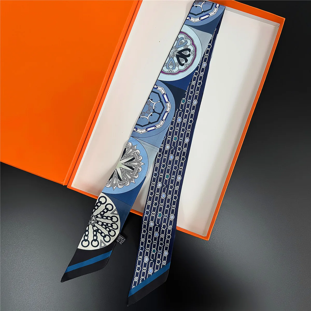 Marke Design Frauen Schal Bunte Halbkreis Luxus Seide Schal Mode Haar Stirnband Foulard Tasche Dekoration Dünne Halstuch – Detail 12