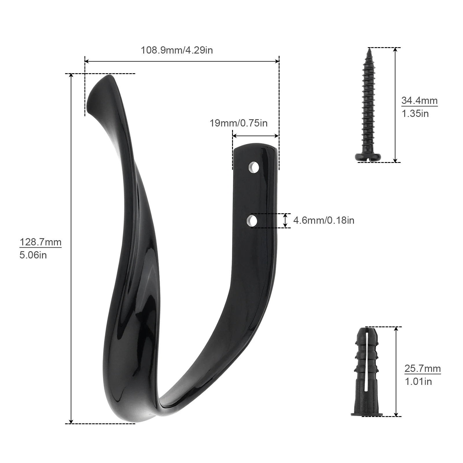 Modern Concise U-shaped Aluminum Alloy Curtain Hooks 2pcs for Living Room/Bedroom/Office with Screws,Wall Mounted Curtain Holder