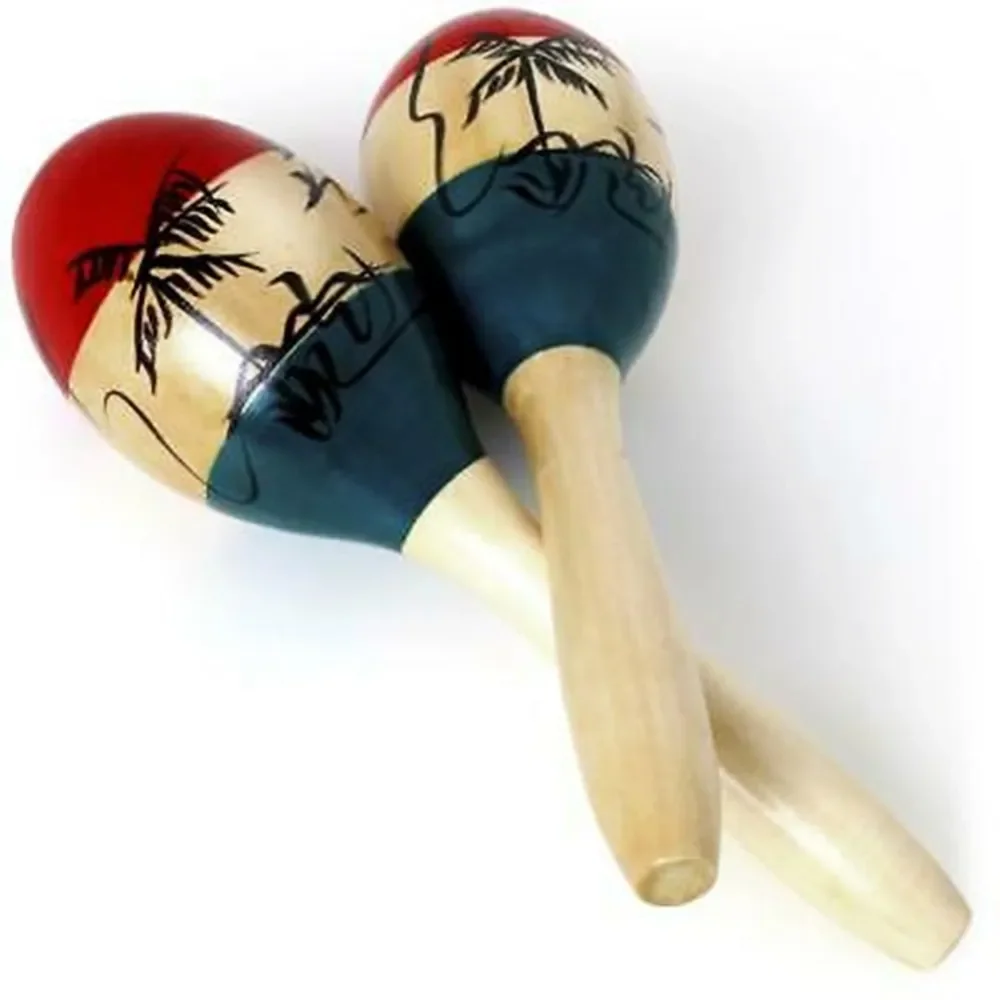 Durable Maracas Percussion Wooden 2pcs Adult Colourful Dinner Ethnic Hand Musical musical rattles