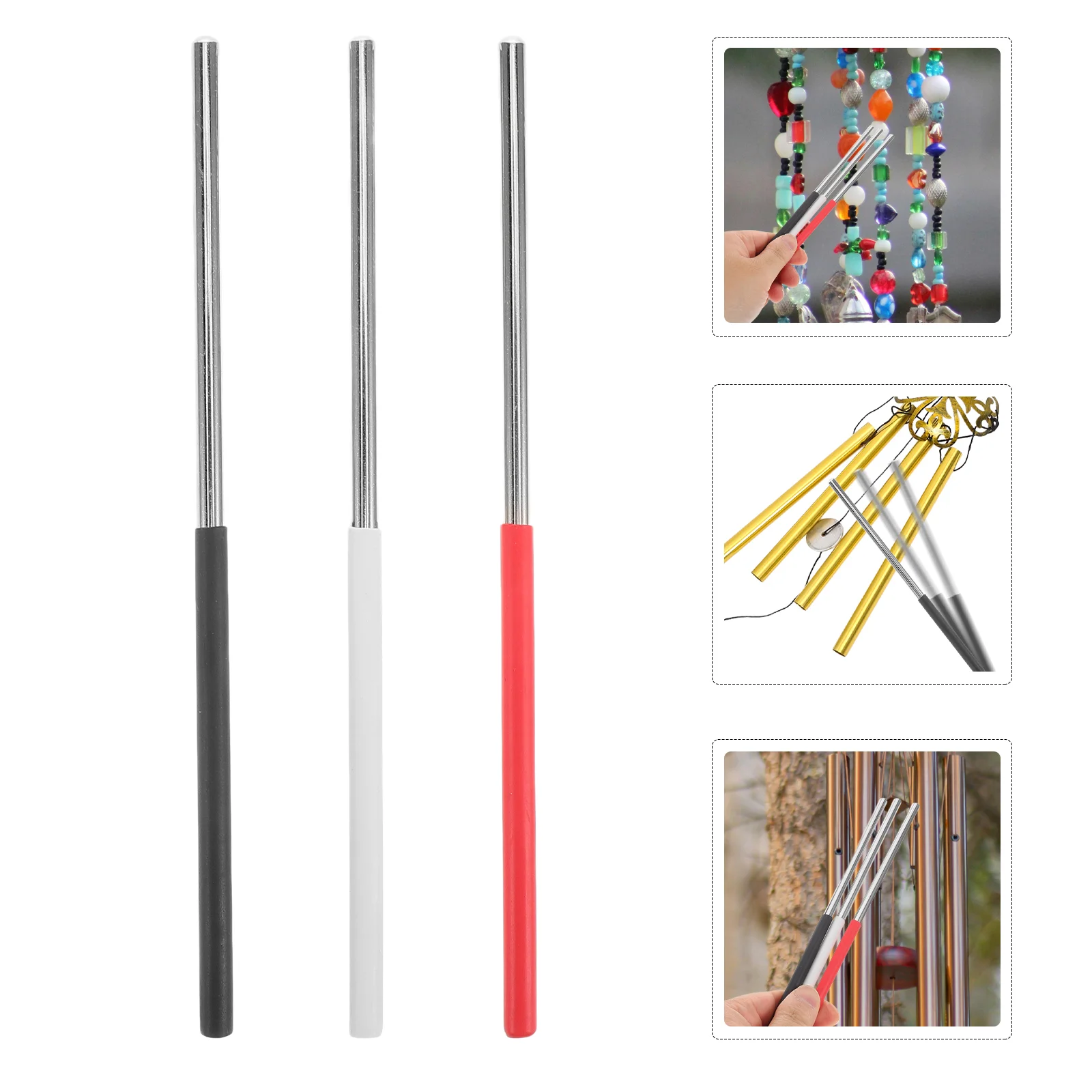 3 Pcs Wind Chime Striker Triangle Alloy Supplies Professional Mallets Percussion Hammers Stricker Rod Stick Abs Zinc