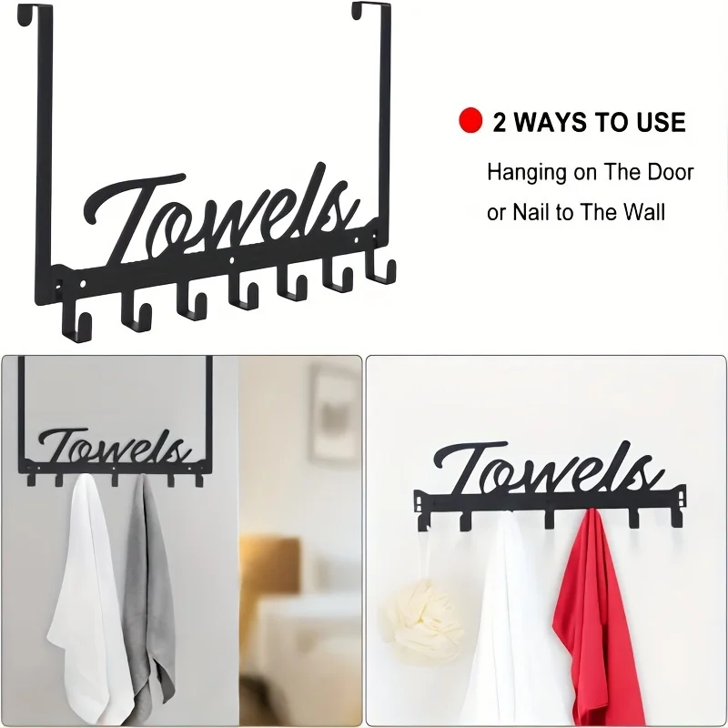 Heavy Duty 7-Hook Over-The-Door Organizer-Sturdy Space-Saving Rack for Bath, Bedroom, Kitchen & Pool-Mountable, Holds Towels