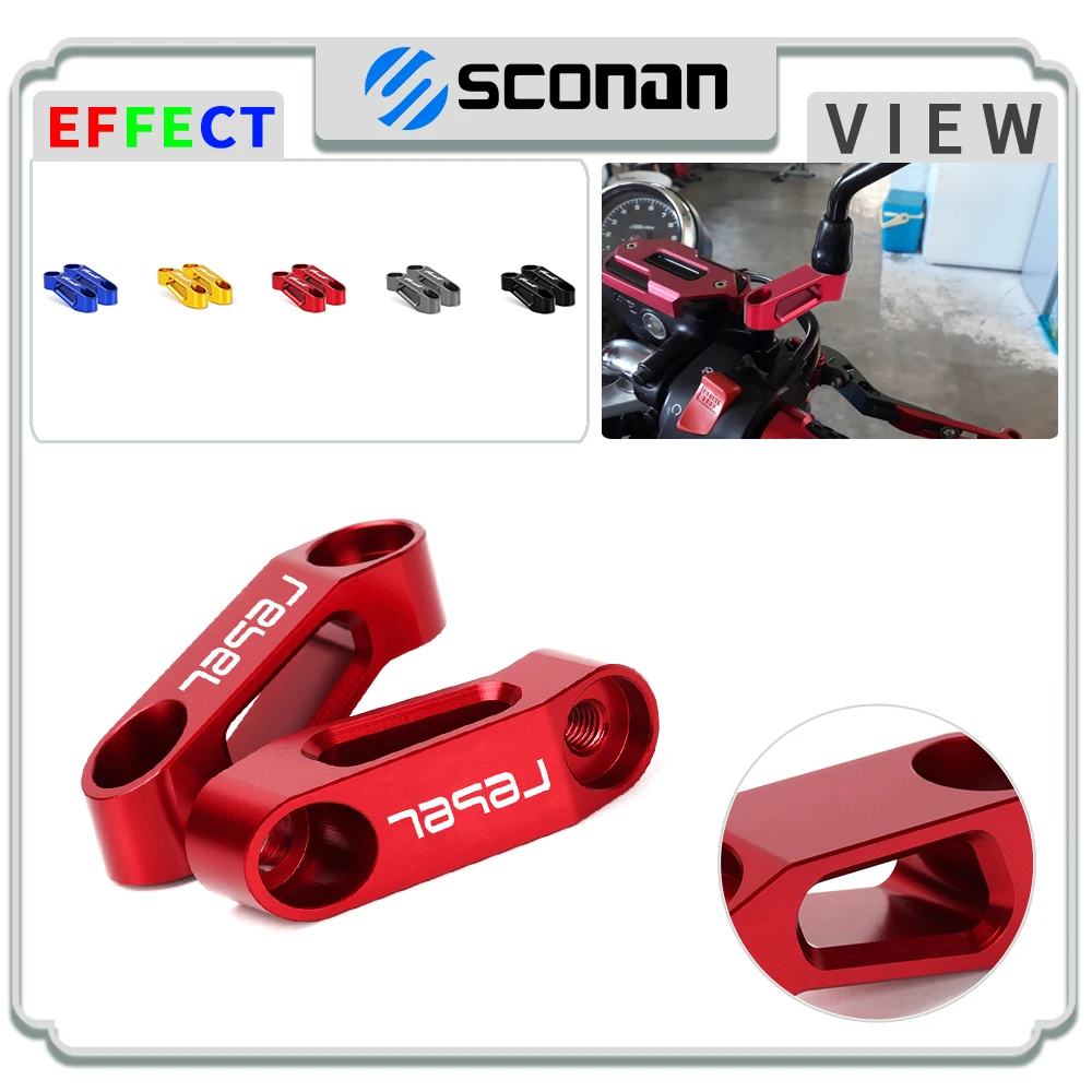 

For HONDA REBEL Rebel rebel 250 300 500 motorcycle CNC Aluminum accessories high quality Rearview Mirror Extender Adaptor