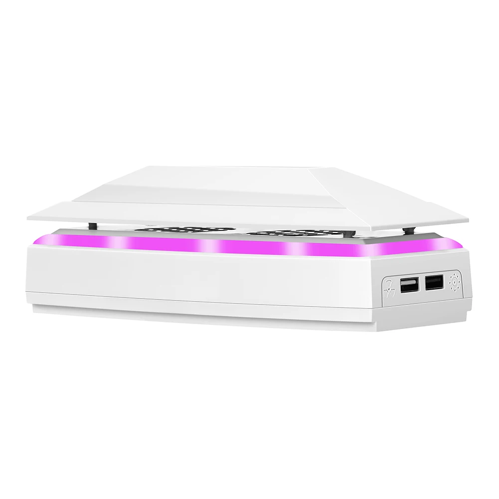 더스트 커버가 있는 콘솔 냉각 선풍기, 다채로운 LED 조명, 2 USB 포트 탑 냉각 시스템, PS5 슬림 콘솔용 3 속도 조절 선풍기