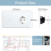 BSEED  Wifi 1/2/3Gang Smart Touch Switches 1/2/3Way Wall Light Switches Tuya Smart Life App Control Plus Sockets EU Standard - Image 5