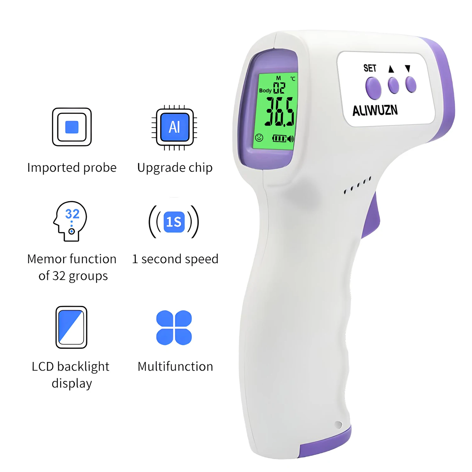 Digital thermometer ALIWUZN forehead infrared non contact medical baby fever temperature tool
