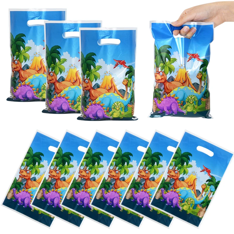 10/20/30pcs Dinosaur Gift Bag Kids Jungle Animal Birthday Party Decoration Supplies Plastic Candy Cookie Packaging Bag for guest