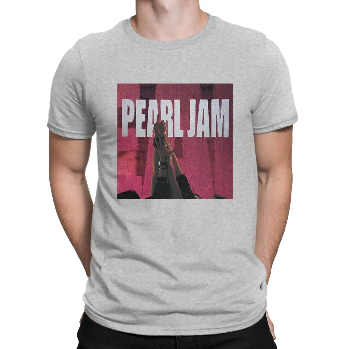 Vintage Ten Music T-Shirts Men Crewneck 100% Cotton T Shirts