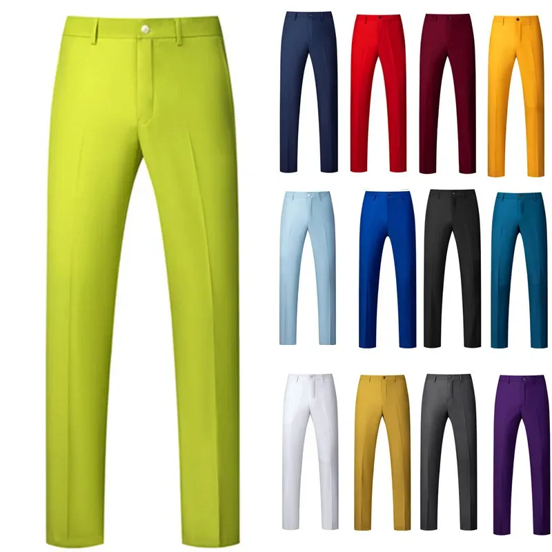 Plus Size 38 40 Mens Suit Pants Solid Color Slim Fit Dress Pants Slim Fit Office Business Men Trousers 16 Color Business Pants Suit Pants Men Pants