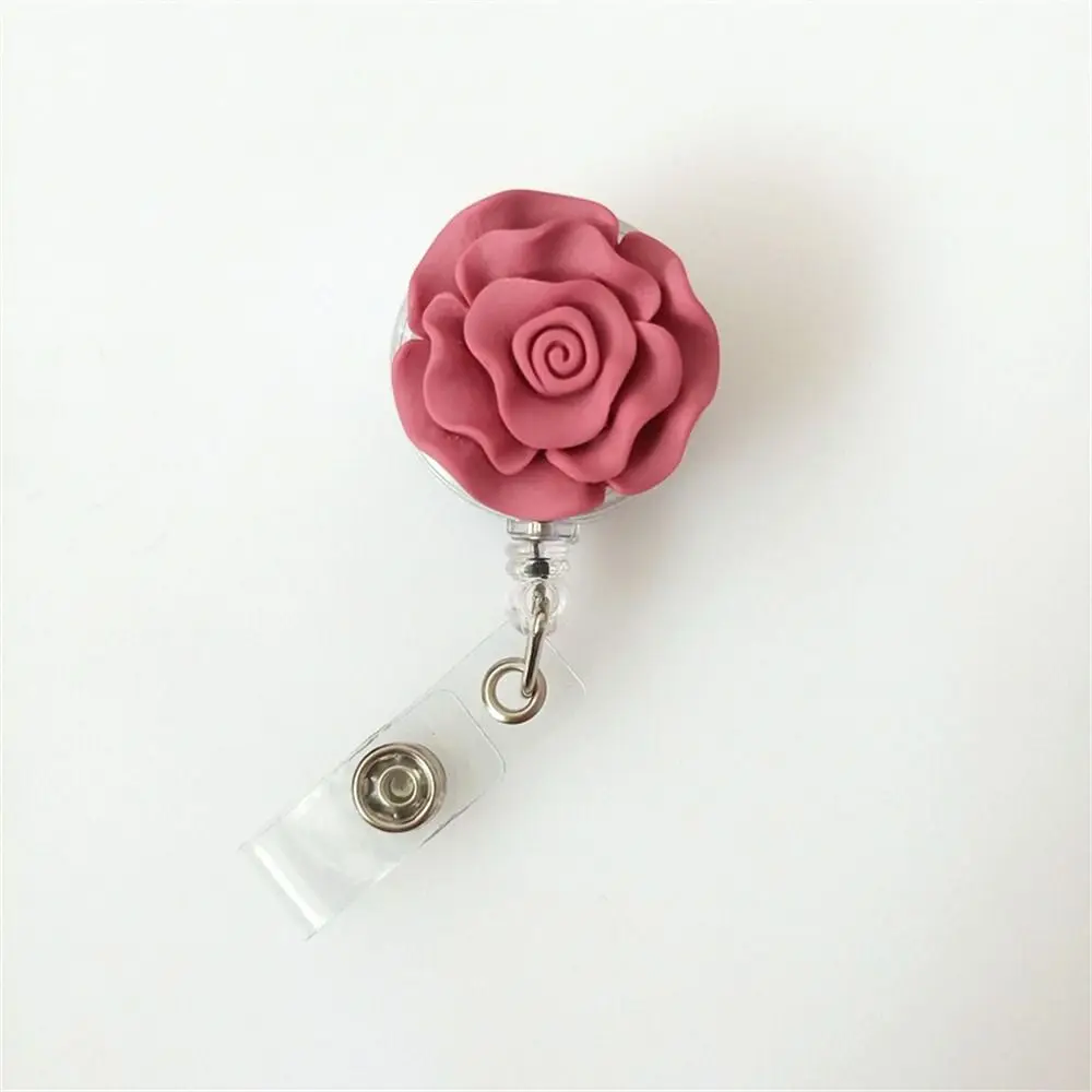 Bow Flower Nurse 3D Flora Retractable Badge Reel Holder for Work Card Office School badge holder retractable badge reel retractable id lanyard retractable id tag