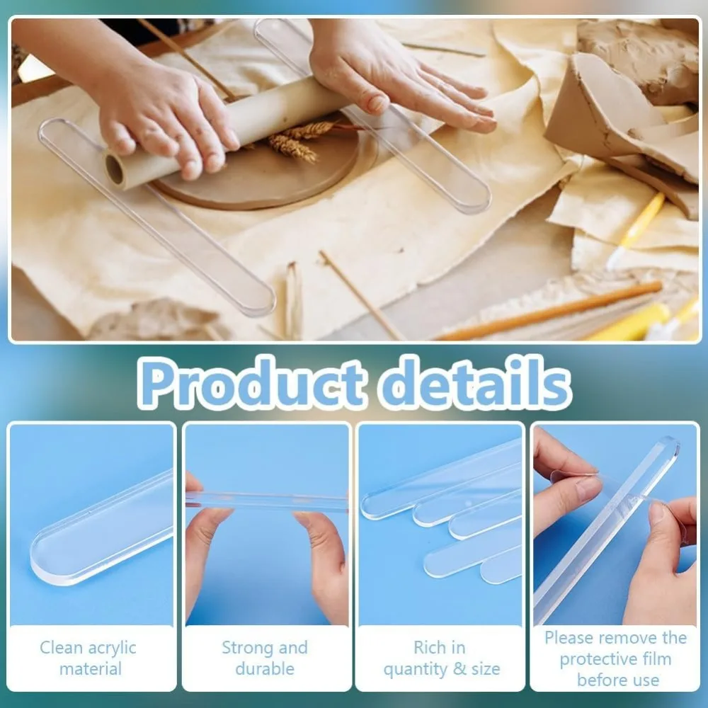 Polymer Clay Depth Guide Set 7.9x0.8 inch Acrylic Guides Stick Set 2/3/4/5/6mm Thick Depth For Polymer Clay polymer clay tools clay sculpting tools clay craft tool