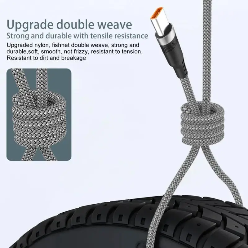 รูปสินค้า สายชาร์จ USB-A to Type-C ชาร์จเร็ว ยาว 6A สายไนลอน 1/3/5/8 เมตร