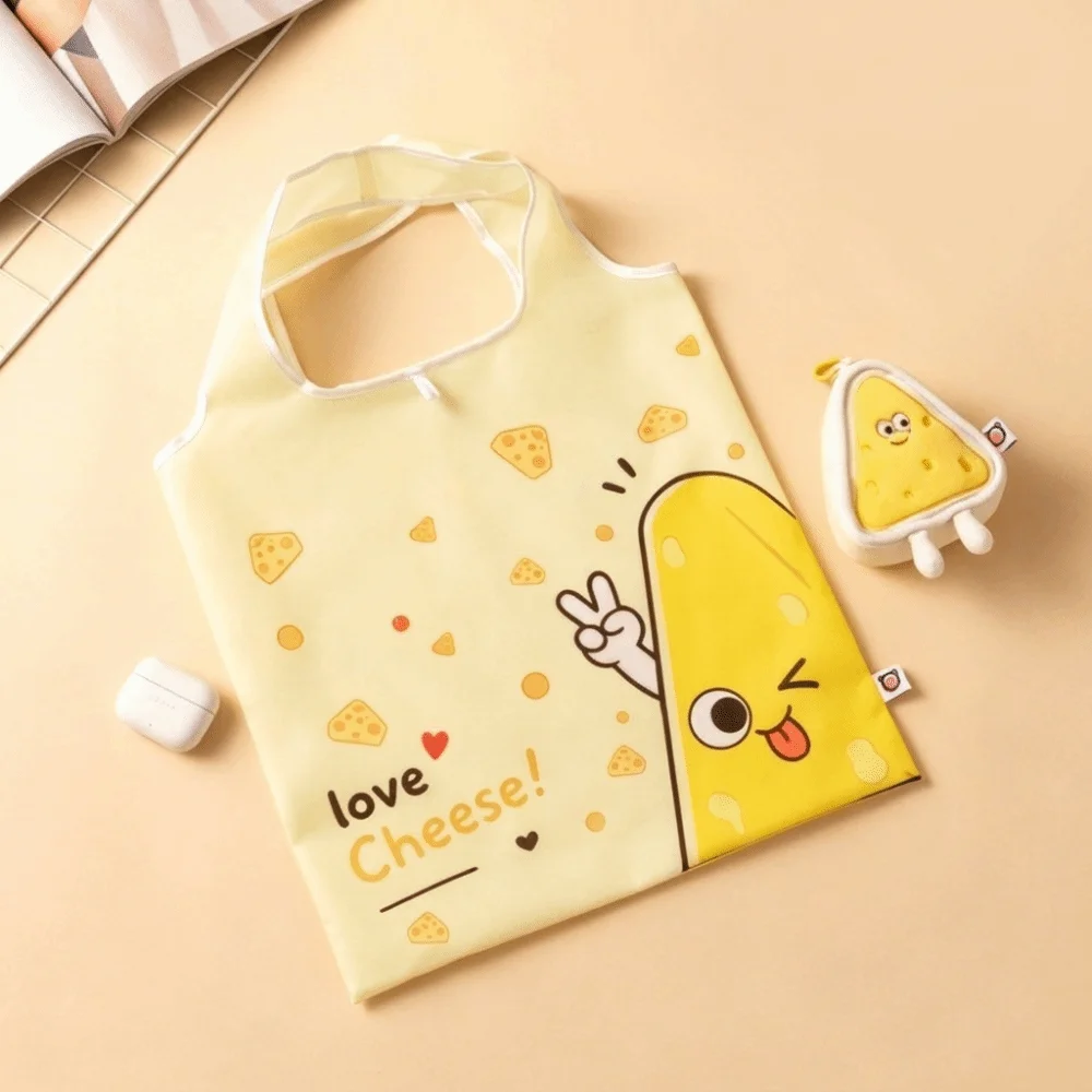 Compact Lightweight Foldable Shopping Bag with Large Capacity and Cartoon Design