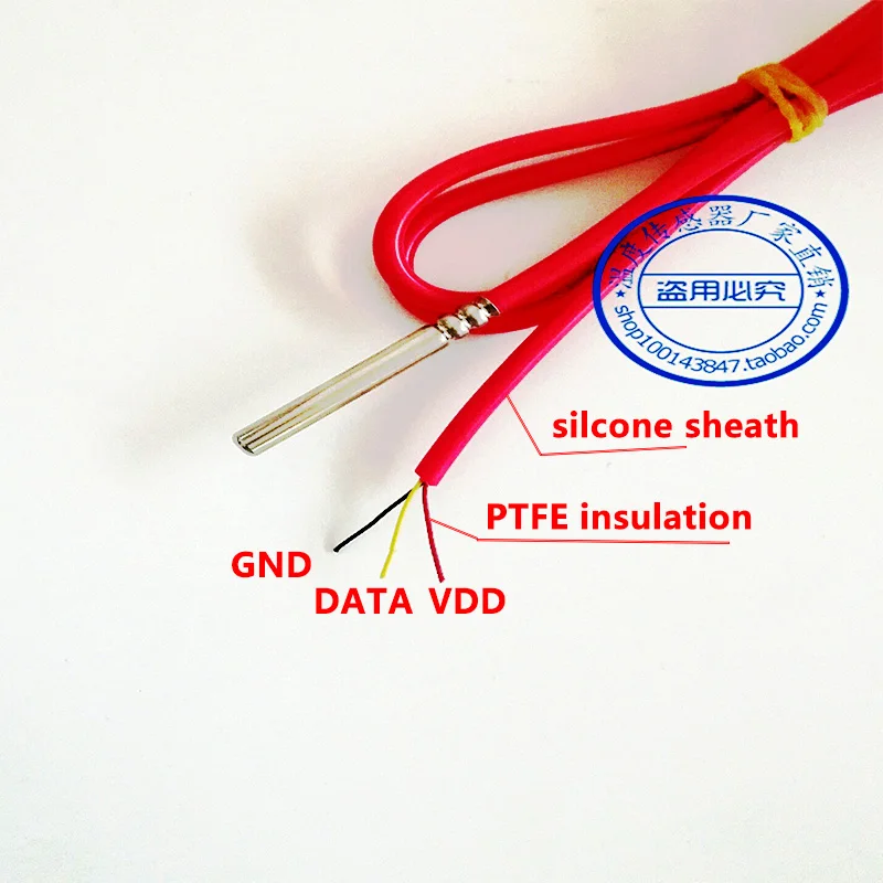 Waterproof Digital Temperature Sensor Stainless Steel Probe 6mm * 50mm Silicone Cable 1m 2m 3m 5m Temperature Sensor
