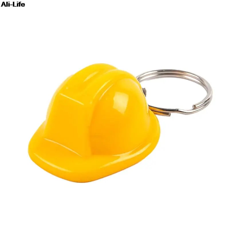 1PC Safety Helmet Hard Hat Event Holiday Creative Yellow/White Color Keychain Jewelry Gifts for Women Men