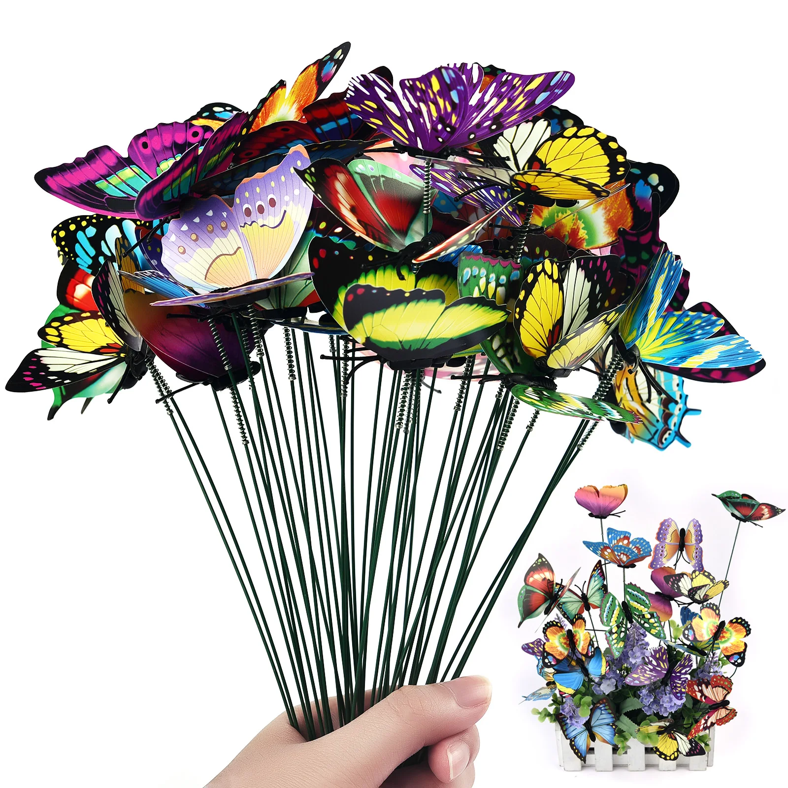 Butterfly Decoration 5-24Pcs/Set 3D Simulation Butterflies Garden Yard Planter Colorful Butterfly Stakes Decoracion Outdoor Decor Flower Pots Decor