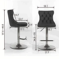 2PCS Swivel Velvet Bar Stools Counter Height Adjusatble Seat 360 ° Rotation Modern Soft Chairs for Home Kitchen Cafe Pub 6
