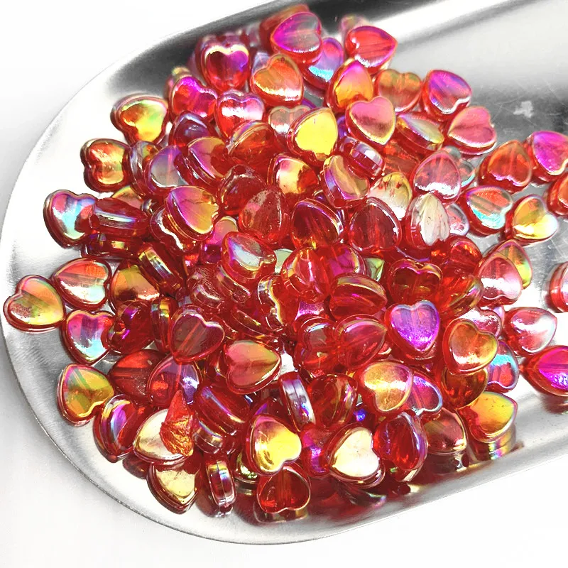 8mm Transparent AB Charms Heart Shape Acrylic Beads Loose Spacer Beads 100pcs/lot for Jewelry Makeing DIY Handmade Accessories acrylic craft beads,acrylic beads