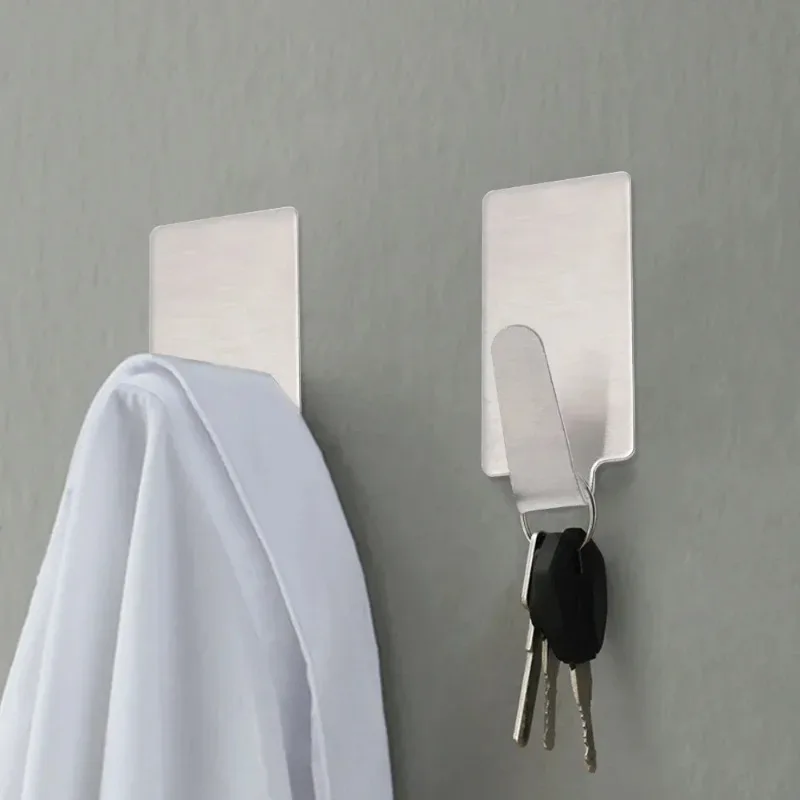Self Adhesive Hook Stainless Steel Wall Hanger Bathroom Organizer Towel Rack Kitchen Holder Shelf