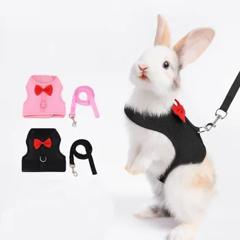 Adjustable Bunny Harness & Leash Set Soft Vest Harness for Rabbits Ferrets Kittens and Small Pets 1