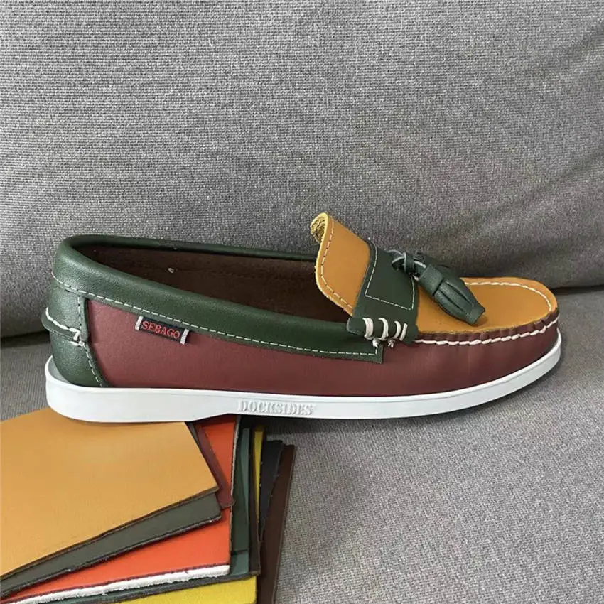 

Men Genuine Leather Driving Shoes,Slip On Docksides Classic Boat Shoe,Brand Design Flats Loafers For Men Women 2022A17