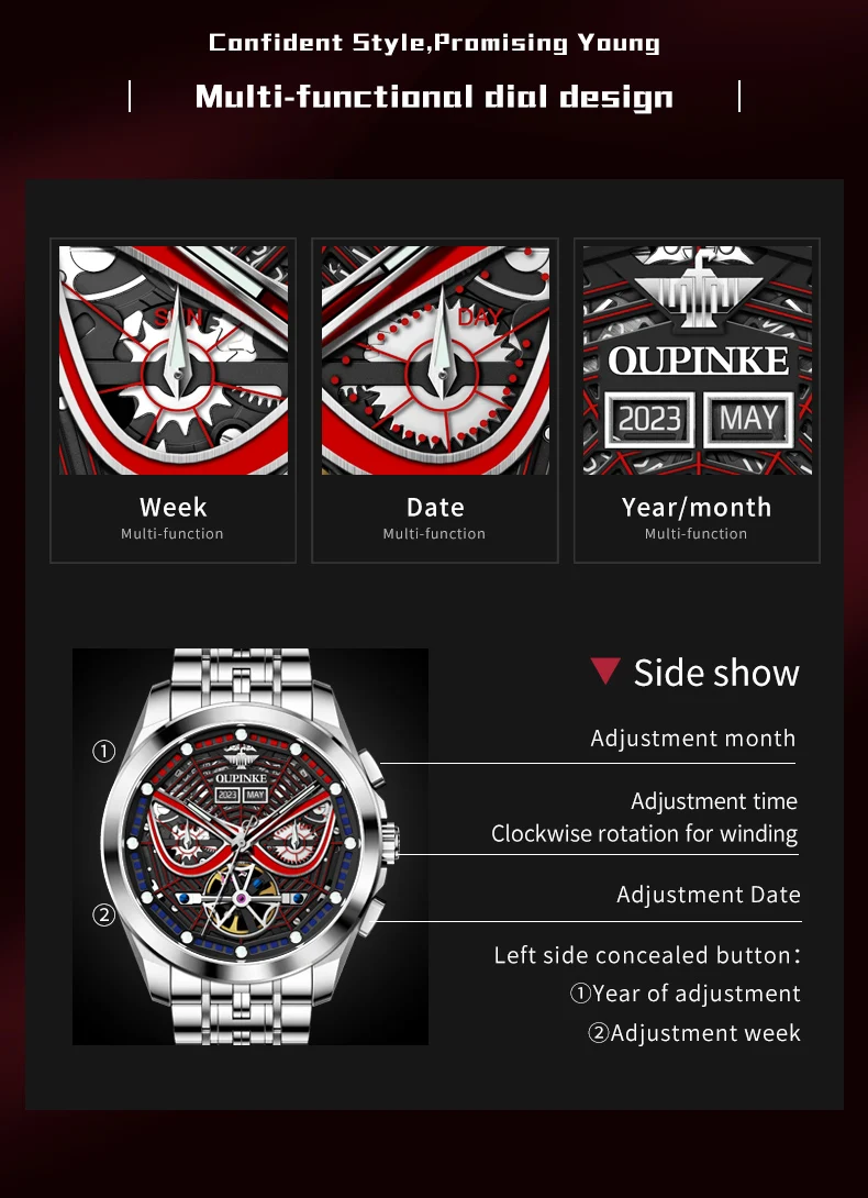OUPINKE 3250 Automatic Mechanical Watch for Men Battle Armor Skeleton Spider Web Drive Machinerg Sapphire Mirror Men's Watch New