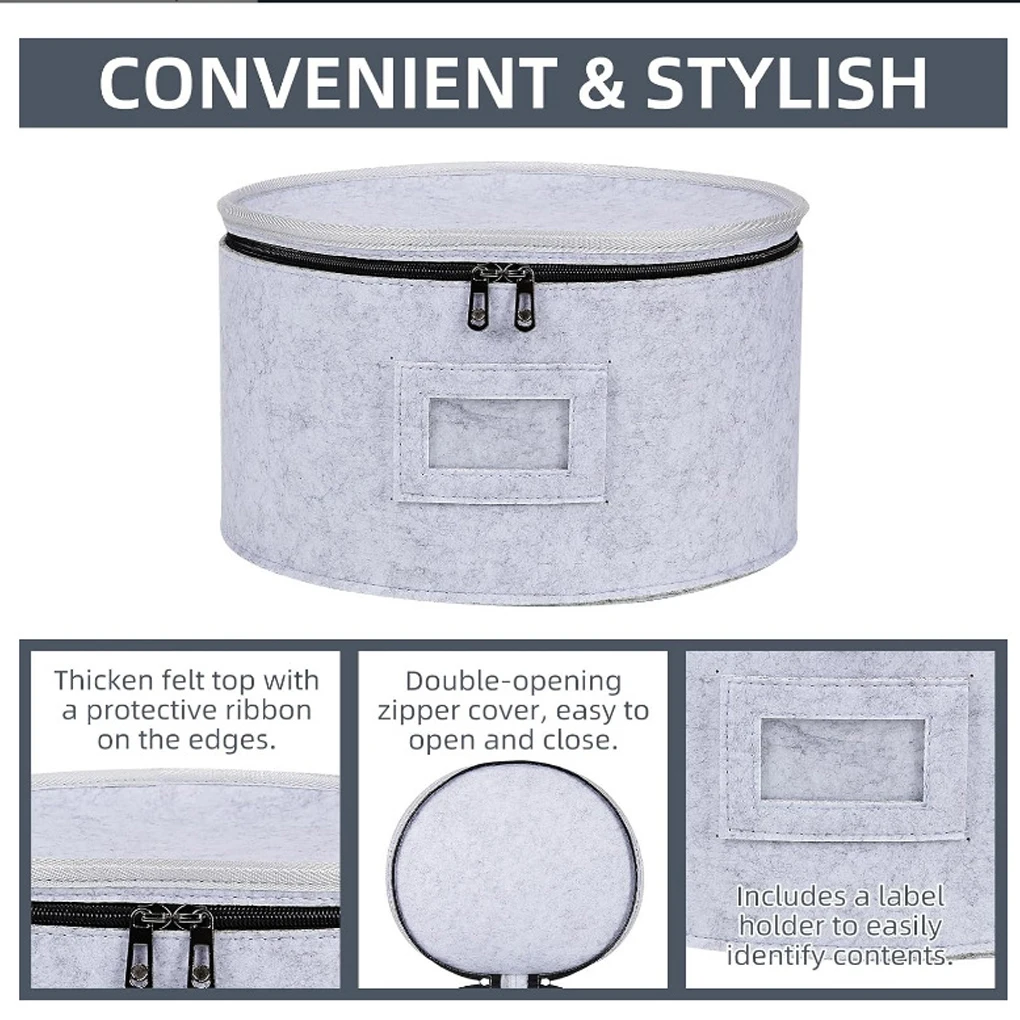 4Pcs/set Felt Storage Bag Glass Cup Plate Soup Spoon Case Dish Fabric Holder Porcelain Plates Anti-collision Felt Storage Bin 5