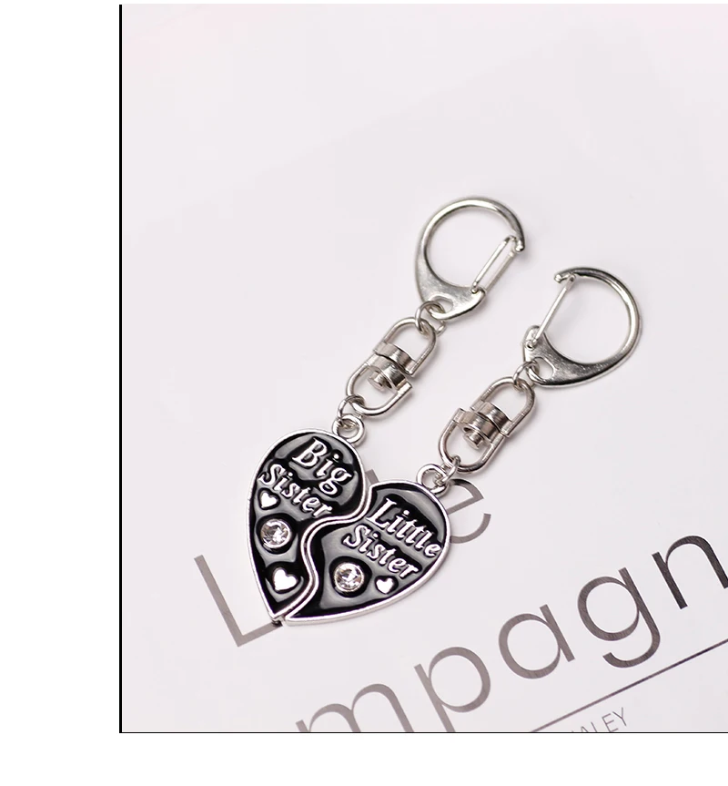 Mode Big Sis Lil Sis Keychain Für Grils Nette Herz Brief Rucksack Anhänger Auto Keychain Zubehör Schmuck Geburtstag Geschenk – Detail 8