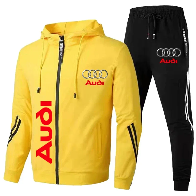 Men's Tracksuit Audi Logo Print 2 Piece Suit motorcycle clothing