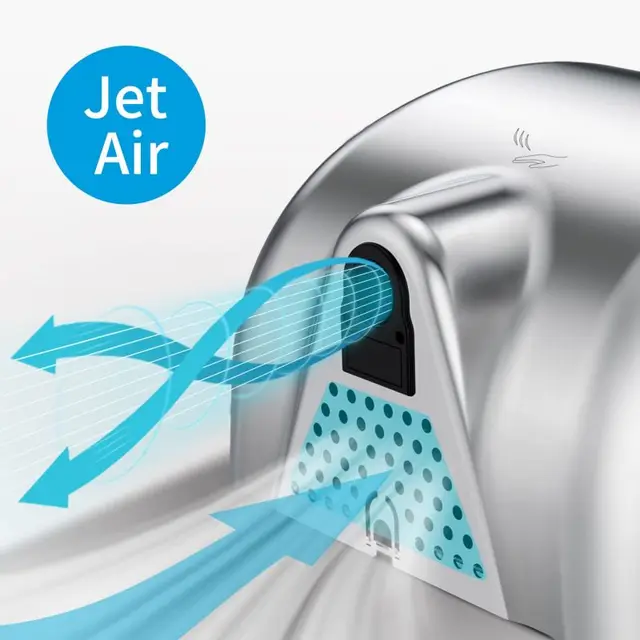 AIKE Commercial Airflow Hand Dryer Powerful Stainless Steel High Speed Hand Dryer High Quality Infrared Sensor Bathroom Dryer 2