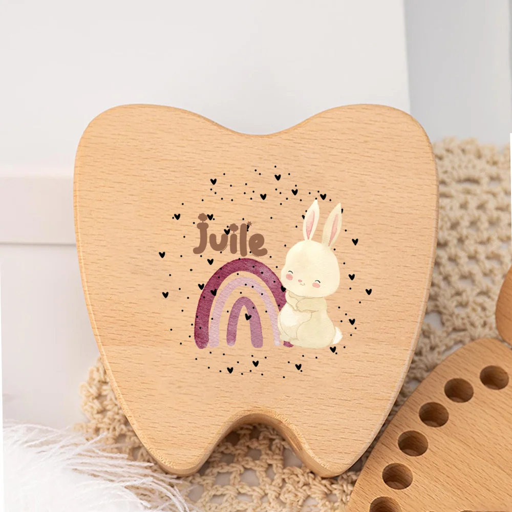 קופסת פיירי שן מותאמת אישית עם שם, קופסת פיירי שן עץ לבנים ובנות, מתנת יומולדת לילדים, מתנת חתונה לתינוק