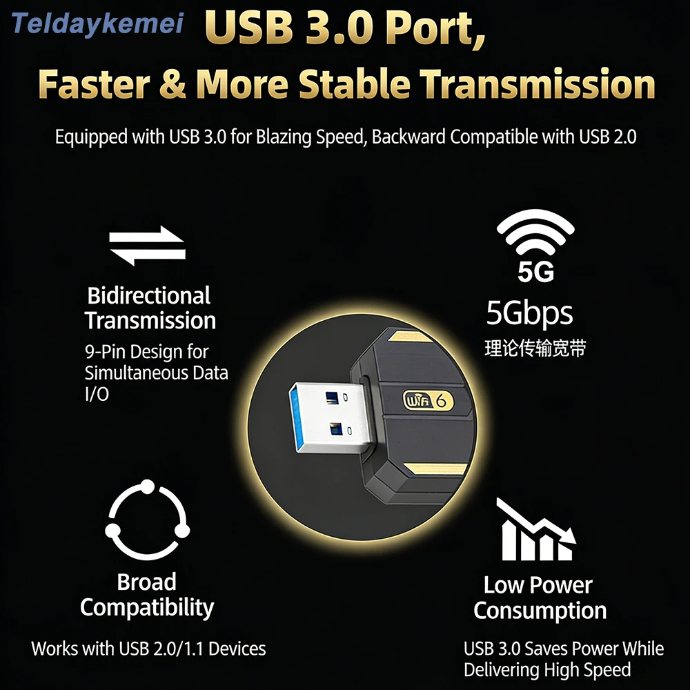 WiFi 6 AX1800 USB 3.0 어댑터 듀얼 밴드 2.4G/5Ghz USB 수신기 동글 네트워크 카드 안테나 무선 PC 노트북용 윈도우 10 11